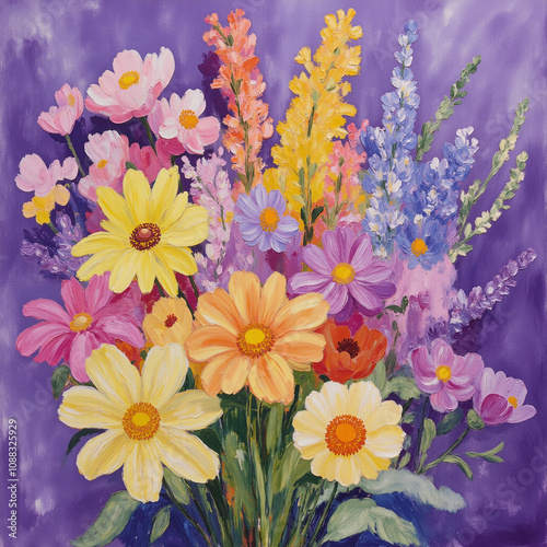 Beautiful Abstract Oil Painting Flower Bouquets 