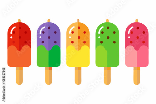  Ice cream popsicle palette of different fruit flavors on a white background vector illustration