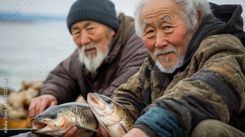 Wisdom of Ainu Elders: Teaching Sustainable Fishing in Hokkaido's Serene Landscape photo