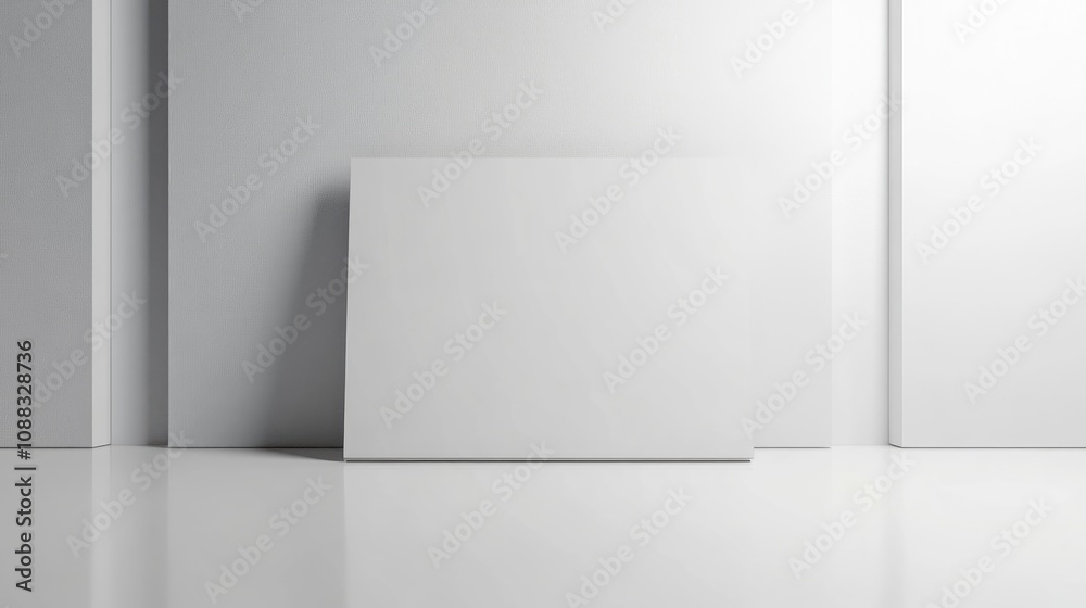 White frame mockup showcasing a blank canvas in a minimalist setting, ideal for displaying designs or artwork against a modern background. White frame mockup showcasing a blank canvas in a minimalist setting, ideal for displaying designs or artwork against a modern background.