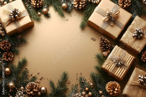 Beautiful and creative Christmas wallpaper with center space for text photo