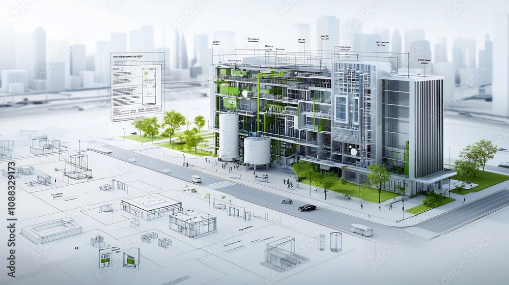 Detailed plan for a sustainable and energy efficient building with integrated water recycling technology designed for eco friendly urban development and modernization Detailed plan for a sustainable and energy efficient building with integrated water recycling technology designed for eco friendly urban development and modernization