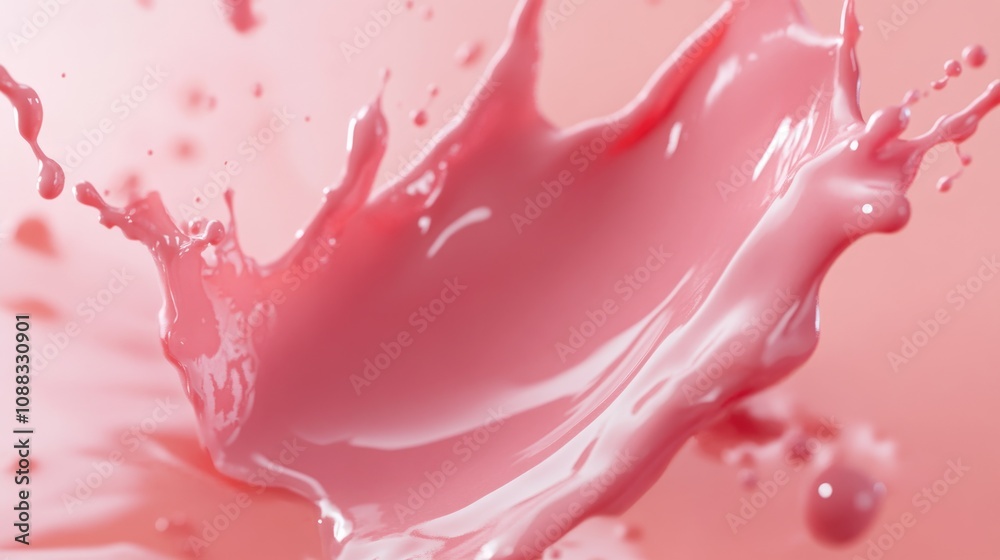 Vibrant pink liquid splash creating dynamic shapes against a soft pastel background, showcasing the artistry of paint or lipstick in motion. Vibrant pink liquid splash creating dynamic shapes against a soft pastel background, showcasing the artistry of paint or lipstick in motion.