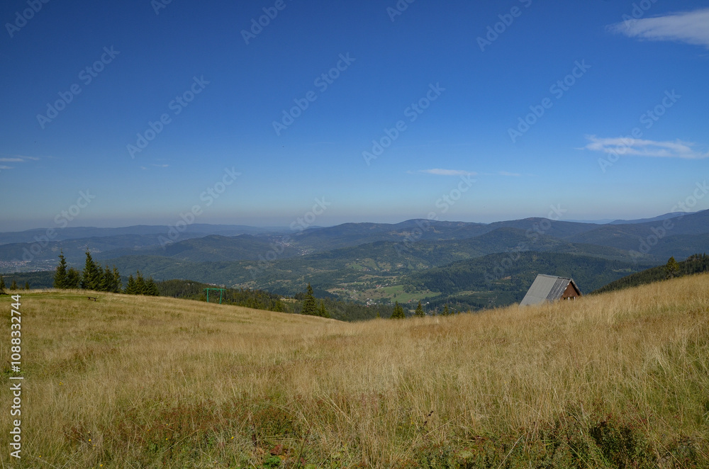 Panorama of the mountains on the trail from Korbielów to Pilsko Panorama of the mountains on the trail from Korbielów to Pilsko