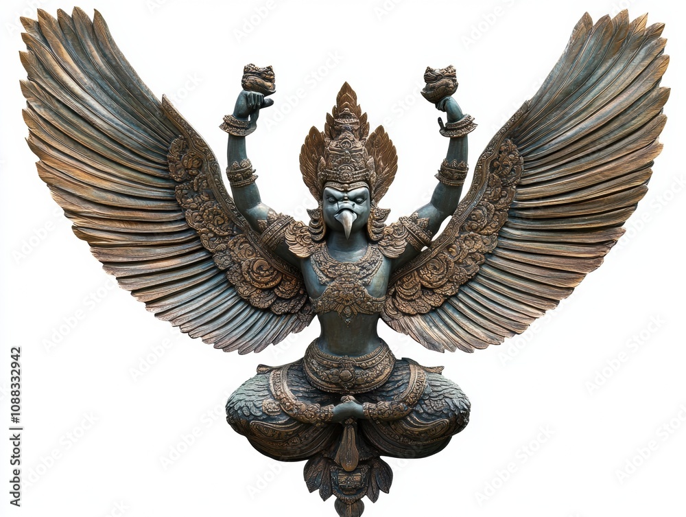 Garuda statue isolated on white background.
Garuda statue isolated on white background.