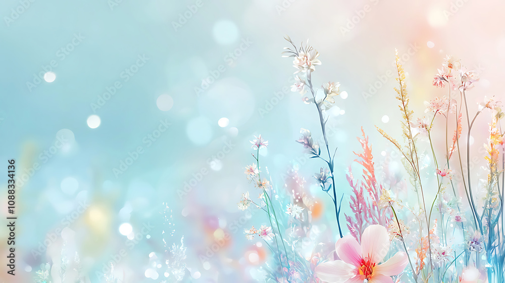 delightful bouquet of wildflowers in soft pastel colors, creating serene and dreamy atmosphere. gentle bokeh effect enhances beauty of nature delightful bouquet of wildflowers in soft pastel colors, creating serene and dreamy atmosphere. gentle bokeh effect enhances beauty of nature