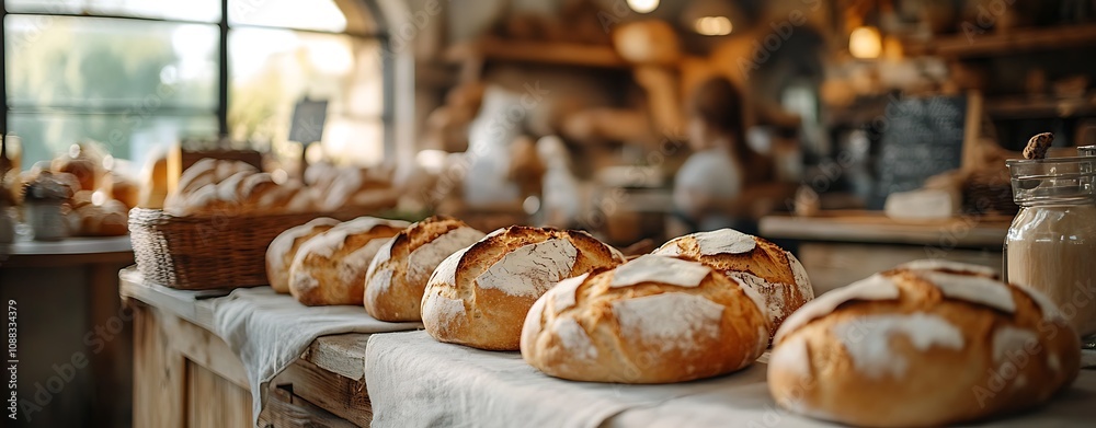 Visual storytelling photography narrative, Freshly Baked Bread in Artisan Bakery Setting Visual storytelling photography narrative, Freshly Baked Bread in Artisan Bakery Setting