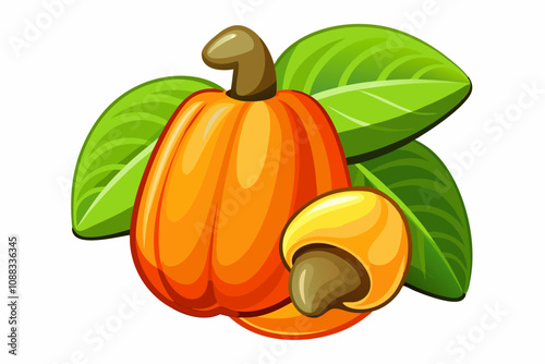 Tropical cashew fruit on white background vector illustration photo