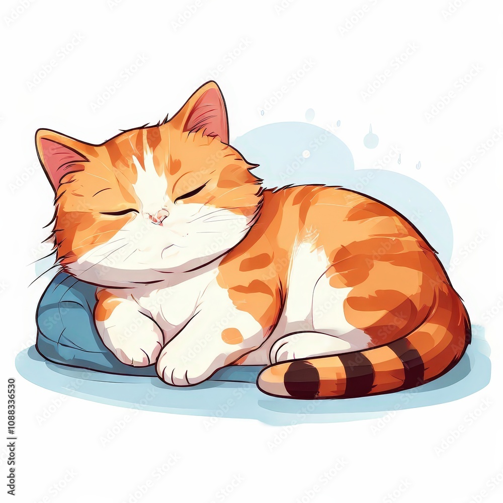 Fototapeta premium the AI Image Generator, Adorable Orange Tabby Cat Sleeping Peacefully