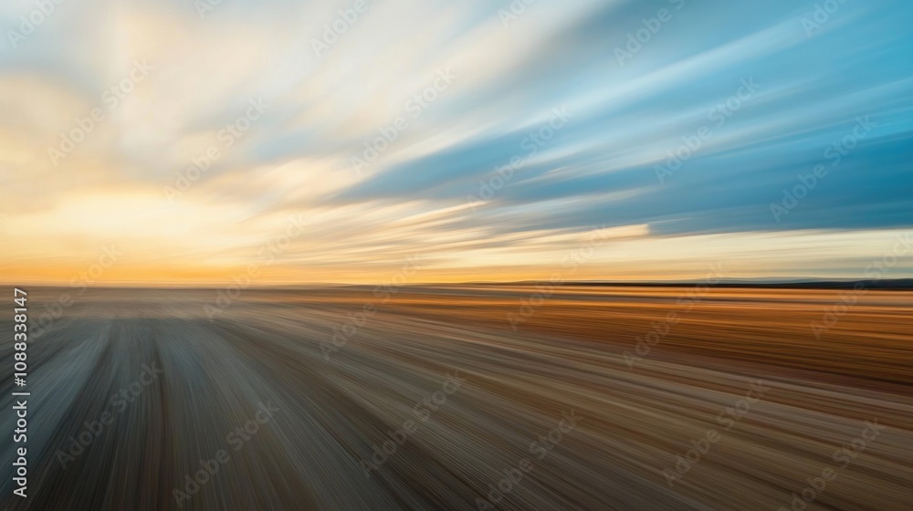 custom made wallpaper toronto digitalMotion blur of a racetrack captured at golden hour, highlighting dynamic movement with vibrant orange and blue sky gradients.