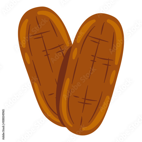 Natural Sun Dried Banana Cartoon Illustration