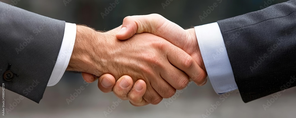 Close-up handshake between businessmen, symbolizing trust and partnership in business Close-up handshake between businessmen, symbolizing trust and partnership in business