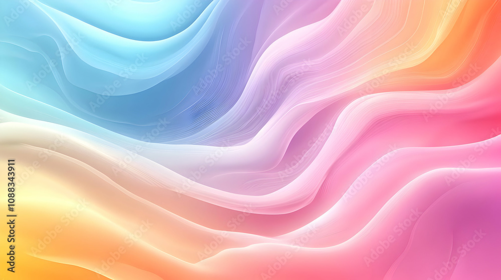 Fototapeta premium Abstract Wavy Background with Vibrant Colors, Flowing Lines, Gradient Design, Digital Art, Pink, Yellow, Blue, Creative, Modern, Abstract Art, Graphic Design, Minimalism, Texture