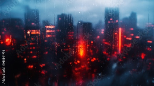 Wallpaper Mural Foggy Window Overlooking a Rainy Urban Landscape with Blurred City Lights and Dreamy Bokeh Effects Torontodigital.ca