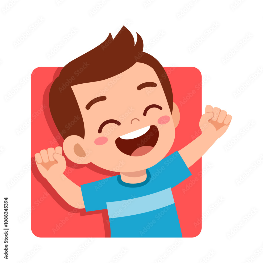 Obraz premium kid happy smile greet and waving hand