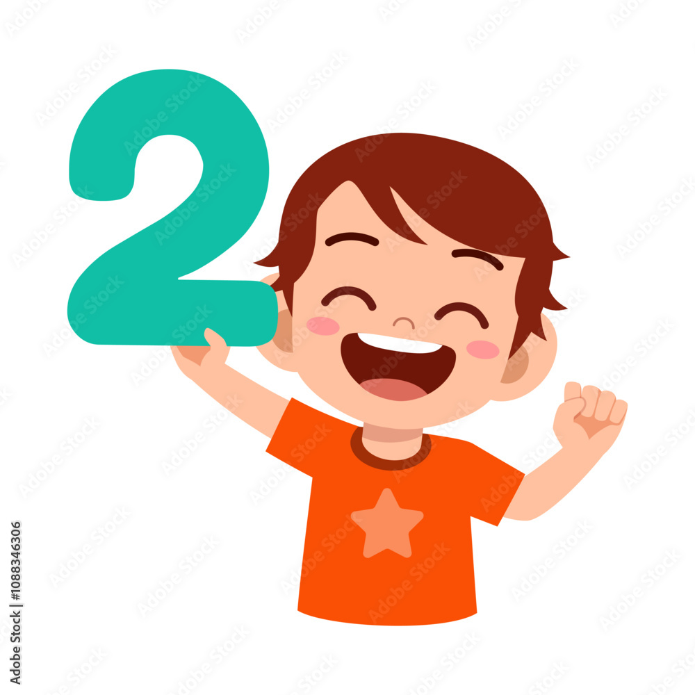 little kid holding number for math study