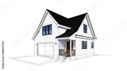 Architectural design of a modern house residential area digital rendering contemporary style exterior view home concept