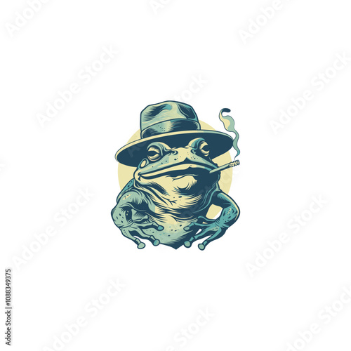 Smoking frog logo design vector t-shirt illustration artwork photo