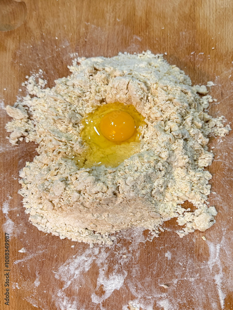 Egg and flour for homemade pasta noodles Egg and flour for homemade pasta noodles