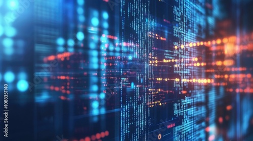 Wallpaper Mural Quantum technology abstract illustration showcasing vibrant data streams and intricate patterns, set against a dynamic blurred background with ample space for text. Torontodigital.ca