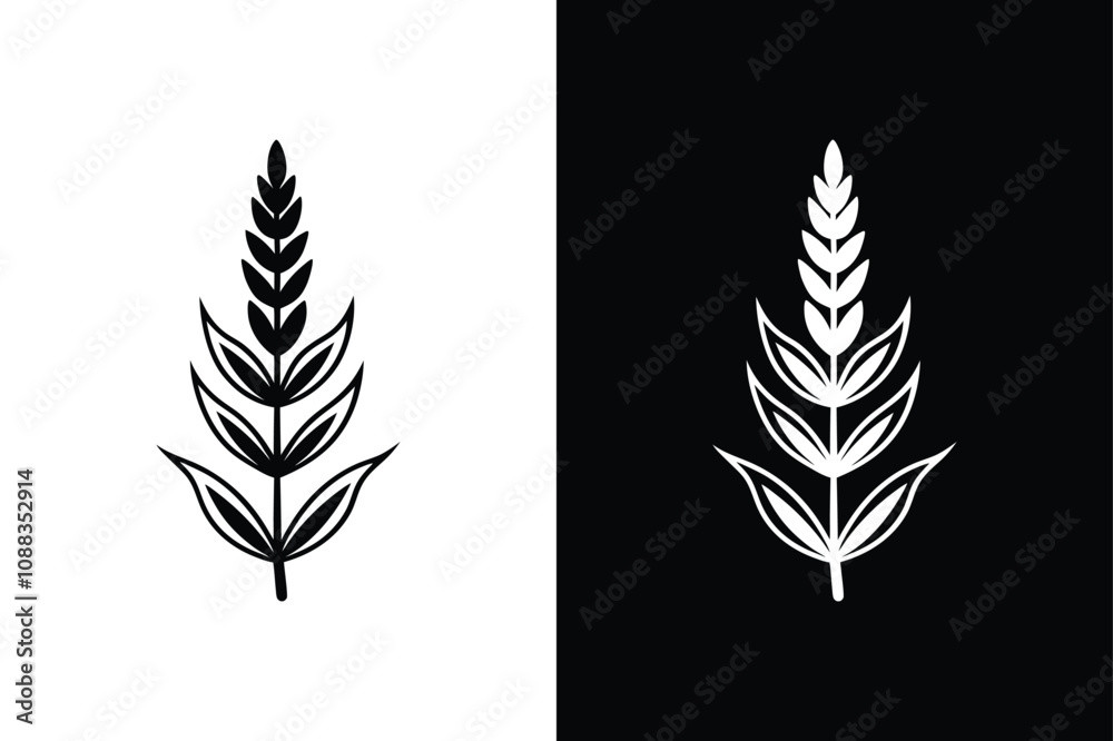 Fototapeta premium Floral Lavender Silhouette. Natural Product Logo Element