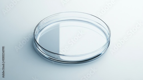 Transparent empty petri dish ideal for cultivating microorganisms, fungi, and microbes in laboratory experiments and research applications