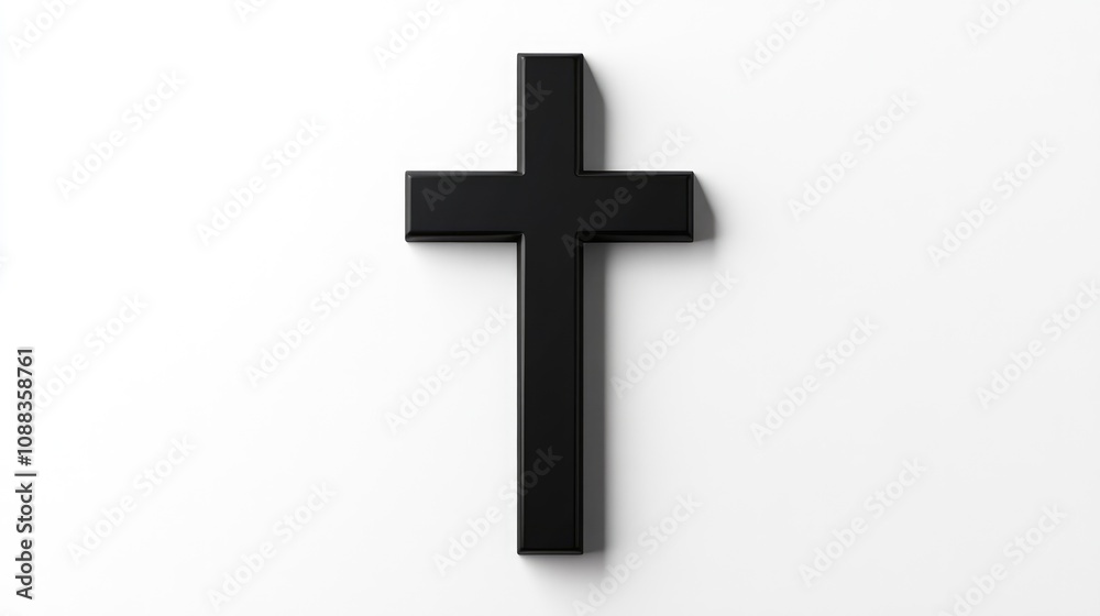 Black Minimalist Cross on a Plain White Background Representing Faith, Simplicity, and Spirituality Black Minimalist Cross on a Plain White Background Representing Faith, Simplicity, and Spirituality
