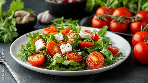 Fresh Vegetable Salad on Clean White Plate