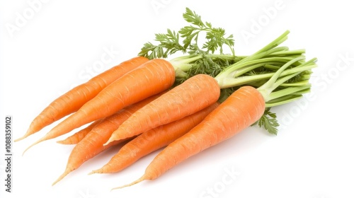 A bunch of vibrant, orange carrots freshly pulled from the earth, Their earthy sweetness ready to be enjoyed