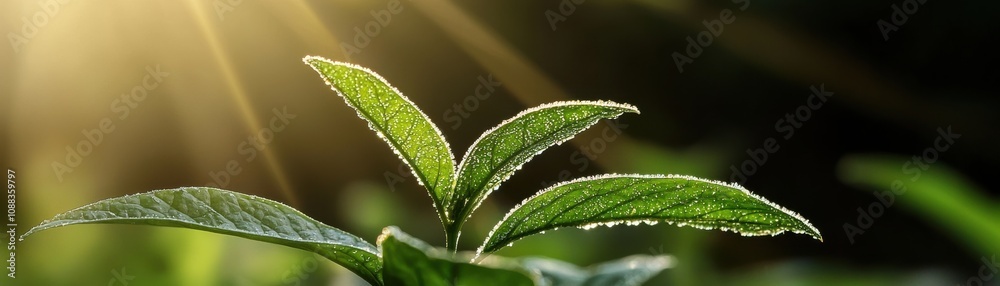 vibrant green leaves illuminated by sunlight, showcasing fresh growth in a natural setting.