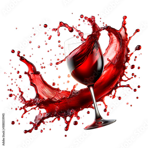  red wine splash isolated on white or transparent