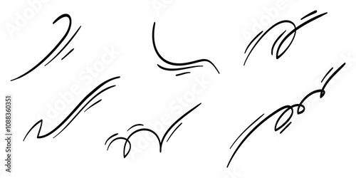Doodle wind blow, gust design isolated on white background. vector hand drawn illustration