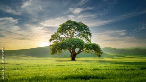 Caisim tree with abundant green leaves offering a peaceful natural background  
 photo