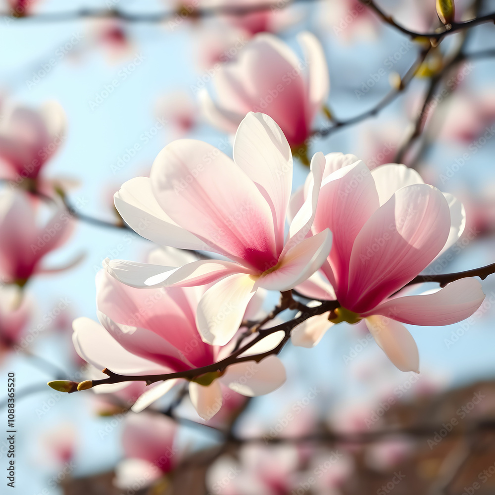 Magnificent blossom magnolia branch in spring Magnificent blossom magnolia branch in spring