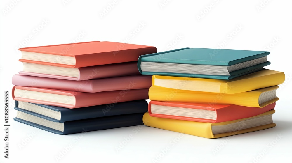 Colorful Stacks Of Books On White Background Colorful Stacks Of Books On White Background