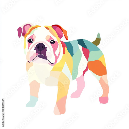 Bulldog Dog Watercolor Illustration With White Background for Artistic Projects and Designs photo