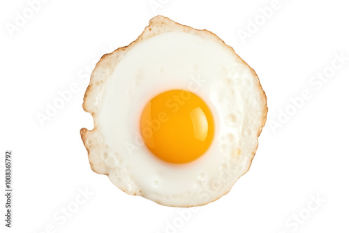 top view of fried egg isolated on transparent background. Generative ai