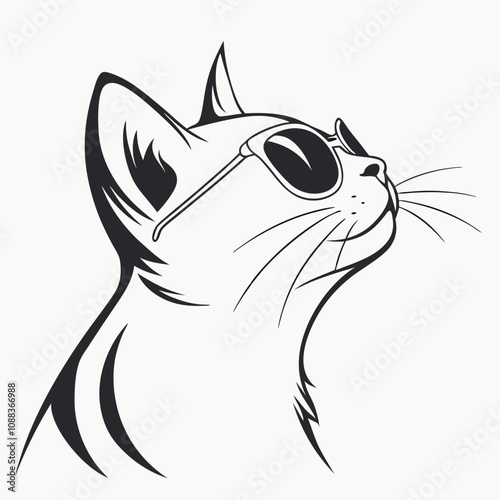 Hand drawn cat logo template