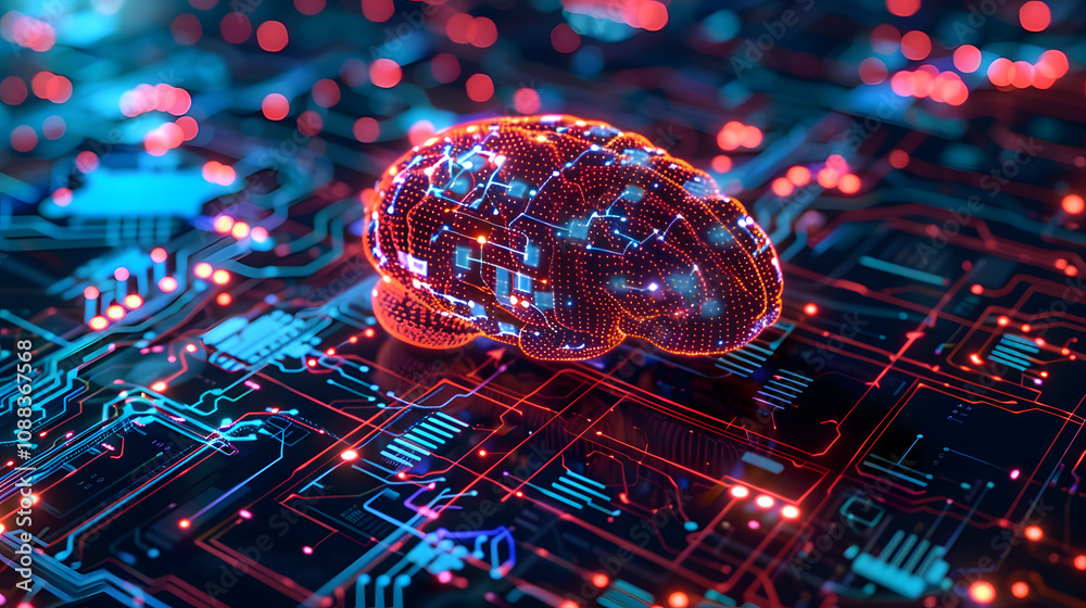 Human brain showing Intelligent thinking processing through the concept of a neural network printed circuit of big data and artificial intelligence, computer Human brain showing Intelligent thinking processing through the concept of a neural network printed circuit of big data and artificial intelligence, computer