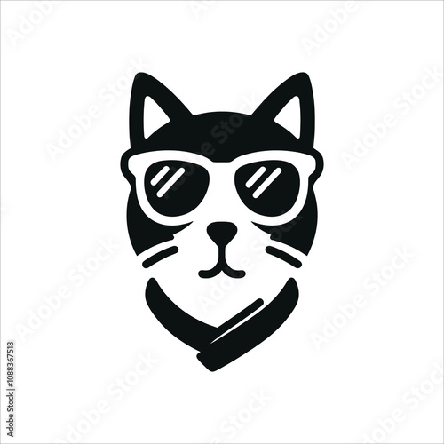 Hand drawn cat logo template