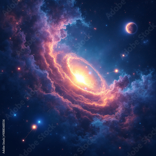 galaxy with swirling nebulae photo