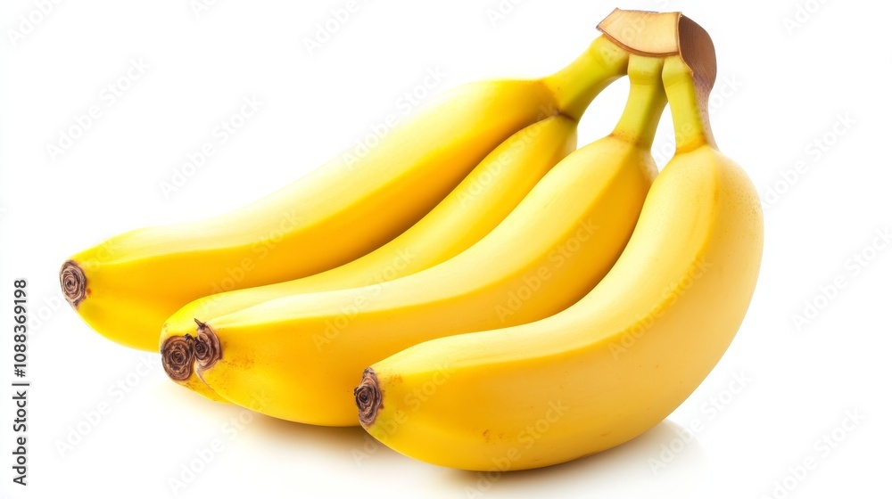 A cluster of vibrant, yellow bananas arranged in a cheerful display, Their curved forms promising a burst of natural sweetness A cluster of vibrant, yellow bananas arranged in a cheerful display, Their curved forms promising a burst of natural sweetness