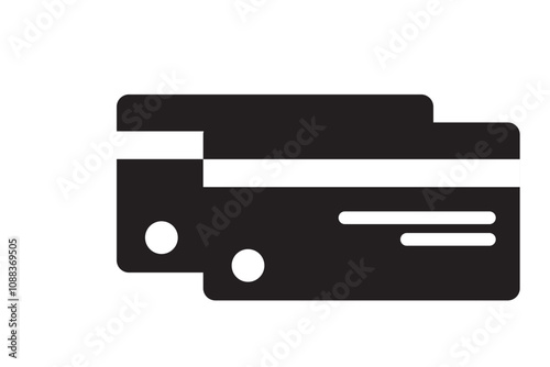 ATM card icon set. Bank payment credit and debit card vector symbol in a black filled and outlined style. Credit card sign.