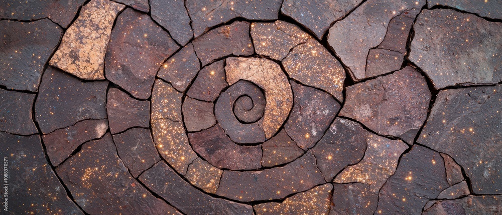 Cracked earth with sparkling golden details Cracked earth with sparkling golden details