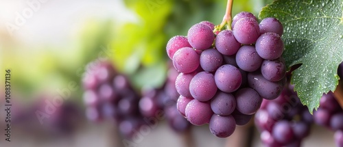 Wallpaper Mural Closeup of fresh purple grapes with water droplets Torontodigital.ca