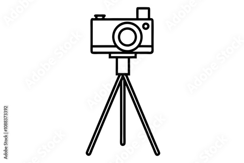 camera on tripod silhouette  vector illustration white background