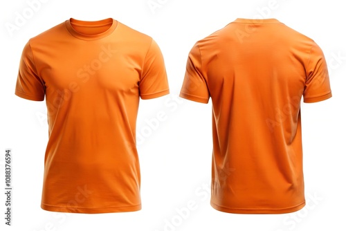 orange men's classic t-shirt front and back on white background