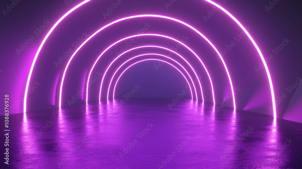 A looping 3D animation of a purple neon tunnel in a virtual club. A looping 3D animation of a purple neon tunnel in a virtual club.
