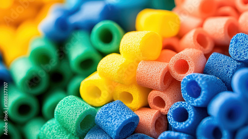 Colorful of foam noodles in bright shades