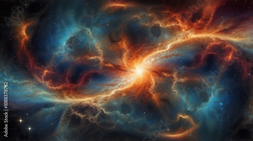 Abstract cosmic explosion of stardust and nebula in a vibrant display.